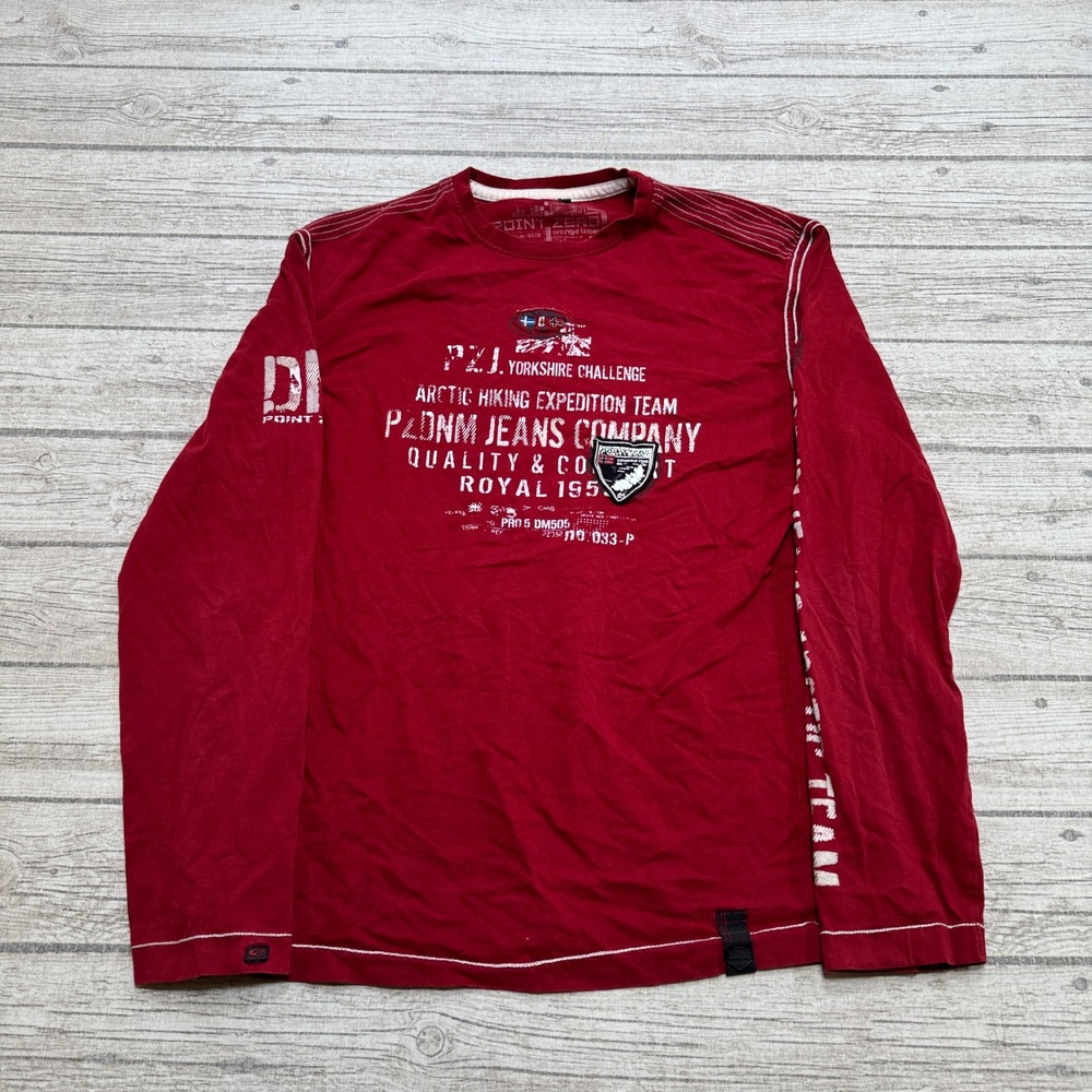 Point Zero T-Shirt Men's Medium Red Long Sleeve Arctic Expedition Hiking Rugged